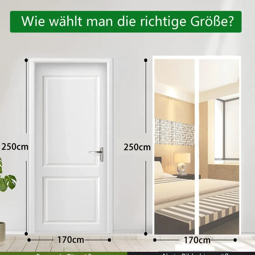Panngu Fliegengitter Balkontür Magnet 170x250cm - Verstärkter Fliegenvorhang