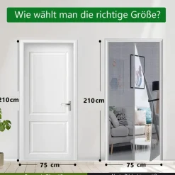 Panngu Fliegengitter Balkontür Magnet 75x210cm Grau - Verstärkter