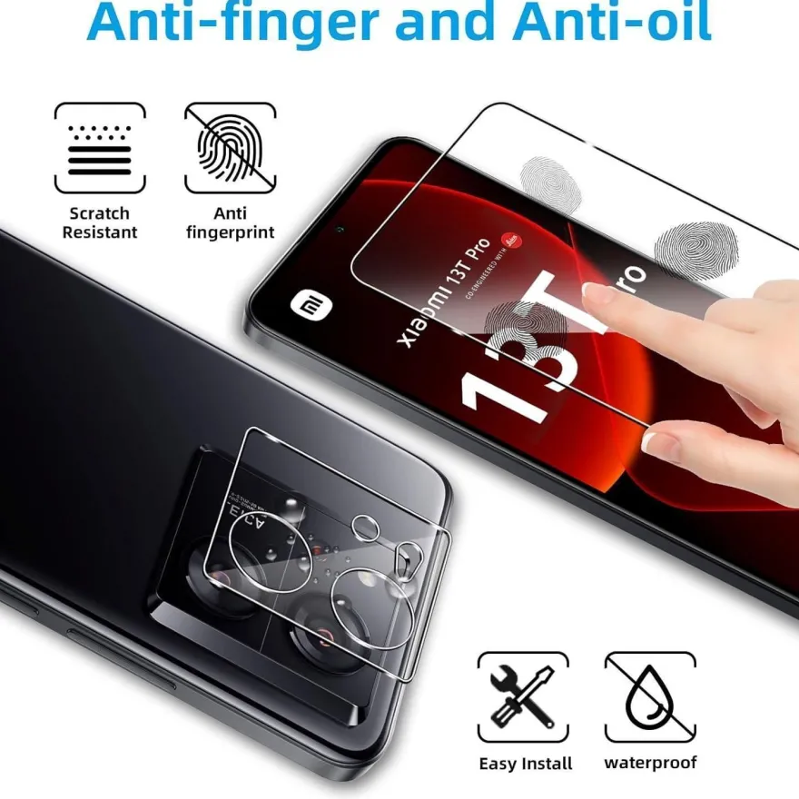 Panzerglas für Xiaomi 13T/13T Pro, 2x Schutzfolie + 2x Kameraschutz, 0.33mm