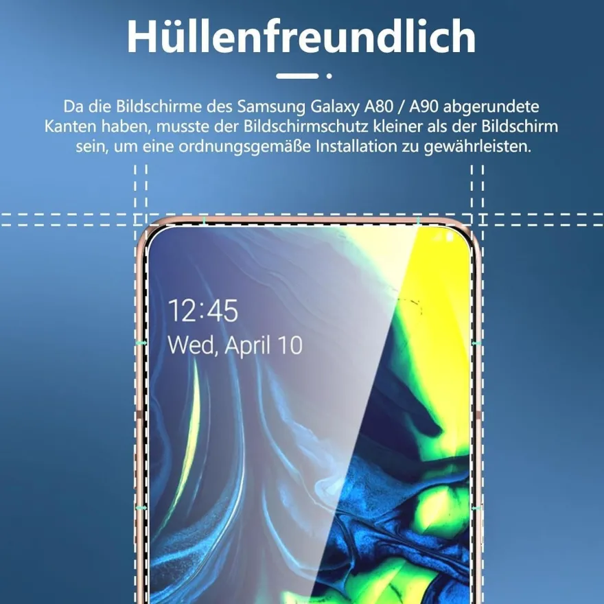 Panzer Schutz Glas Samsung Galaxy A80 A90 3 Stück 9H Ultra-klar