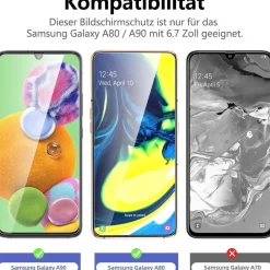 Panzer Schutz Glas Samsung Galaxy A80 A90 3 Stück 9H Ultra-klar