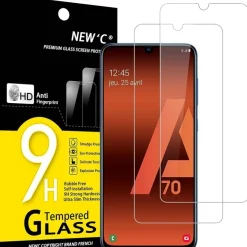 Panzer Schutz Glas Samsung Galaxy A70 2 Stück 9H Härte 0.33mm Ultra-klar