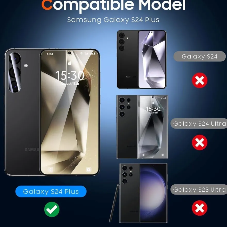 Panzer Schutzglas Samsung Galaxy S24 Plus 2 Stück 9H Prime Kameraschutz