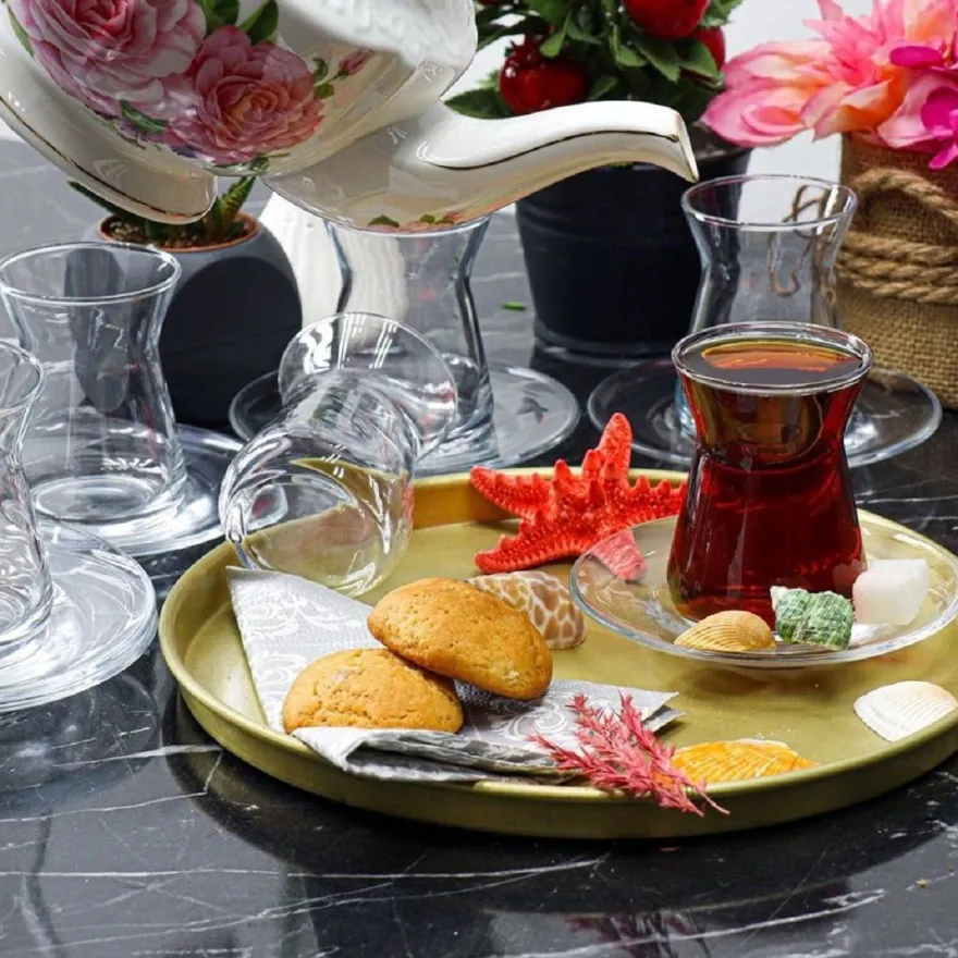 Pasabahce Teegläser Set Irem Cay Bardagi 6x Teeglas + 6x Untertasse transparent