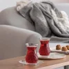 Pasabahce Timeless Teeglas Set 12 Teilig mit Untertassen 132ml aus Glas transparent