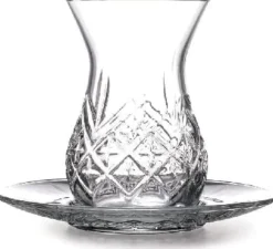 Pasabahce Timeless Teeglas Set 12 Teilig mit Untertassen 132ml aus Glas transparent