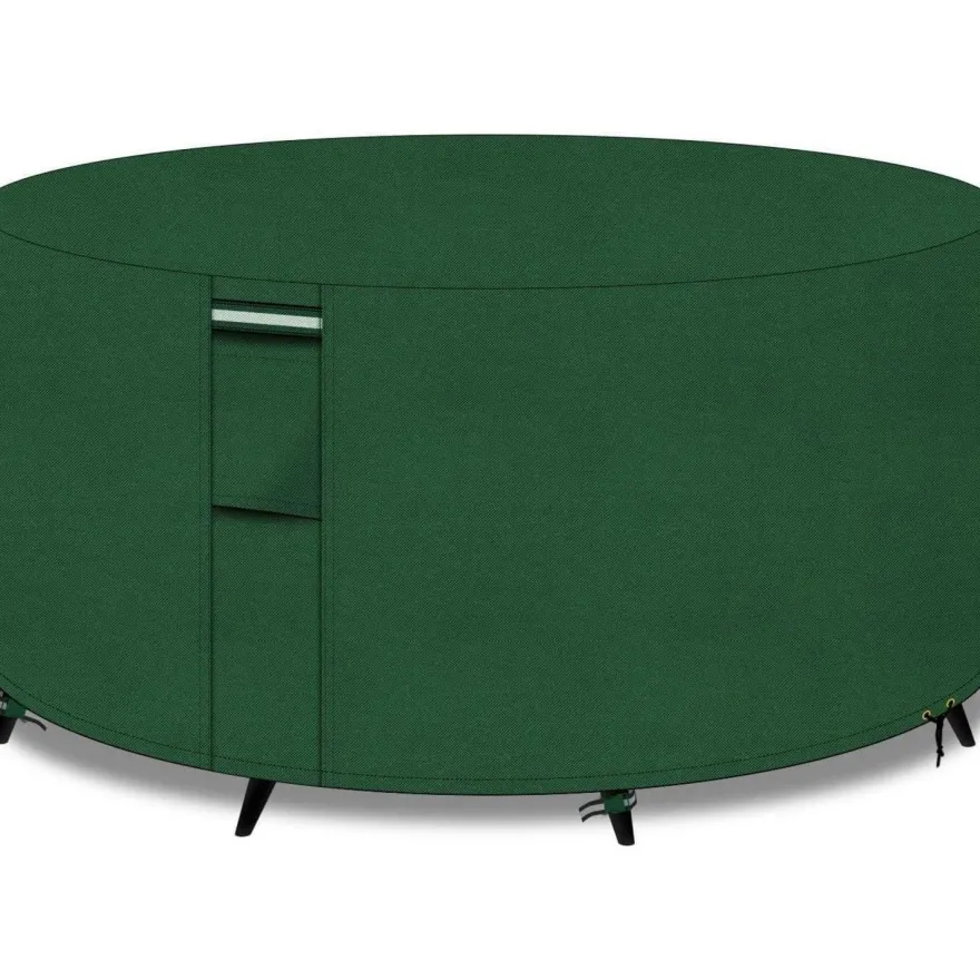 PATIO PLUS Robuste runde Gartentischabdeckung, 600D Oxford, wasserdicht