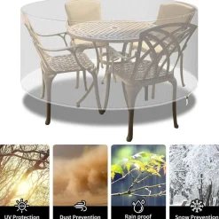 PATIO PLUS Runde Terrassenmöbelabdeckung wasserdicht, winddicht, UV-Schutz