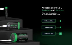 PATONA Premium USB-C 4x AAA Akkus Lithium 1.5V 750mWh mit 1 zu 2 USB-C Ladekabel