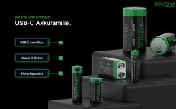 PATONA Premium USB-C 4x AAA Akkus Lithium 1.5V 750mWh mit 1 zu 2 USB-C Ladekabel