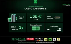 PATONA Premium USB-C 4x AAA Akkus Lithium 1.5V 750mWh mit 1 zu 2 USB-C Ladekabel