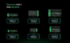 PATONA Premium USB-C 4x AAA Akkus Lithium 1.5V 750mWh mit 1 zu 2 USB-C Ladekabel