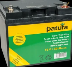 PATURA Vlies-Akku für 12 Volt Akkugeräte 50 AH Weidezaunbatterie Weidezaun