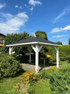 Pavillon Holzpavillon Gartenlaube Pfosten Pavillon Carport Terrasse Überdachung (3]