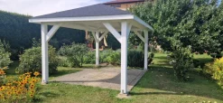 Pavillon Holzpavillon Gartenlaube Pfosten Pavillon Carport Terrasse Überdachung (3]