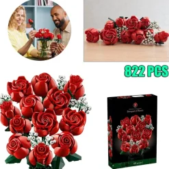 822Pcs Blumen Bausteine Set Blumenstraub Bauspielzeug Valentinstag Geschenk DE