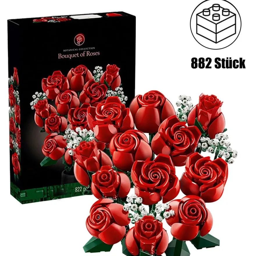 822Pcs Blumen Bausteine Set Blumenstraub Bauspielzeug Valentinstag Geschenk DE