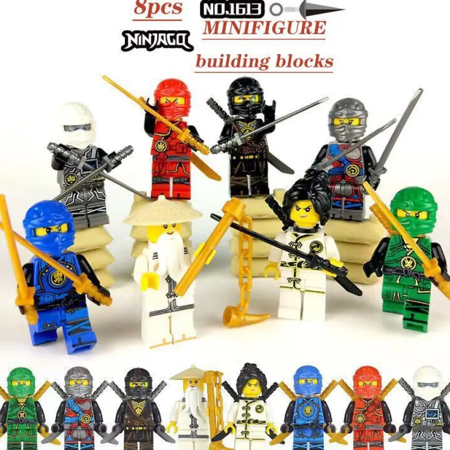 8PCS Ninja Minifiguren Set Bausteine Figuren kompatibel Sensei Wu Lloyd DIY Spielzeug