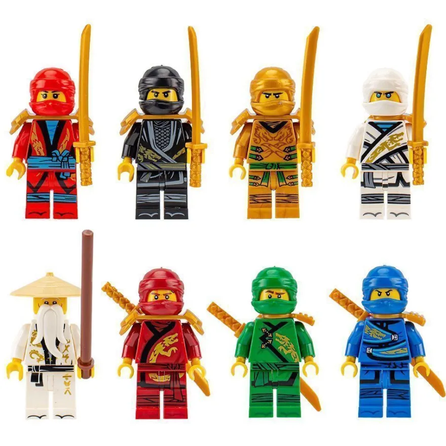 8PCS Ninja Minifiguren Set Bausteine Figuren kompatibel Sensei Wu Lloyd DIY Spielzeug