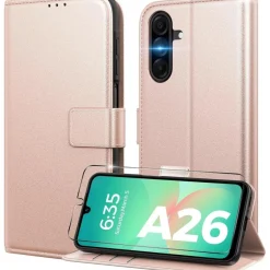 Peakally Handyhülle für Samsung Galaxy A26 5G, Rosa - Inkl. Panzerglas