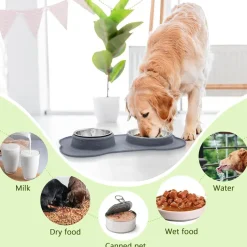 pecute 3-in-1 Hundenapf für mittelgroße Hunde und Katzen, Doppelschüssel-Set