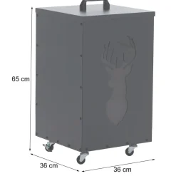 Pelletbehälter HWC-Q30 Hirsch, Pelletbox für z.B. Tierfutter, Rollen Füße 65x36x36cm