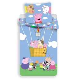 Peppa Pig Bettwäsche Ballon 100 x 140 cm und 40 x 45 cm mit Reißverschluss