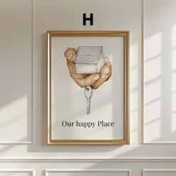 Personalisiertes Zuhause Poster · Geschenkidee · Haus Schlüssel Illustration
