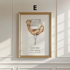 Personalisiertes Zuhause Poster · Geschenkidee · Haus Schlüssel Illustration