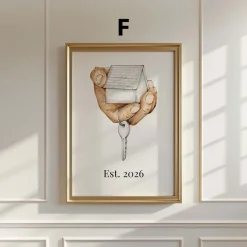 Personalisiertes Zuhause Poster · Geschenkidee · Haus Schlüssel Illustration