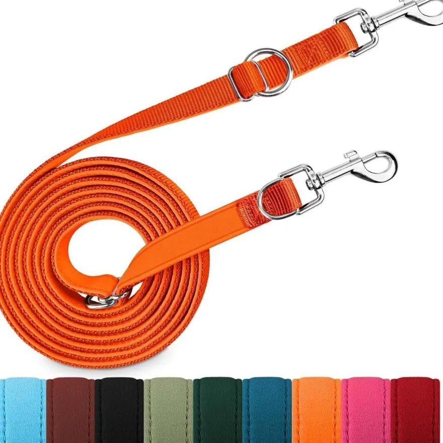 Petcooz Verstellbare Hundeleine 3m, Doppelleine aus Nylon für Hunde bis 30kg