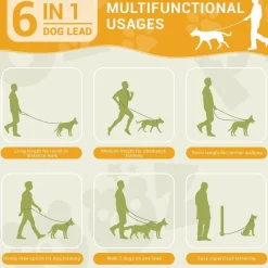 Petcooz Verstellbare Hundeleine 3m, Doppelleine aus Nylon für Hunde bis 30kg