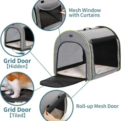 Petsfit Faltbare Hundebox für mittelgroße Hunde, Transportbox mit Plüschkissen