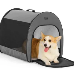 Petsfit Faltbare Hundebox M Grau - Tragbar, Atmungsaktiv & Bequem mit