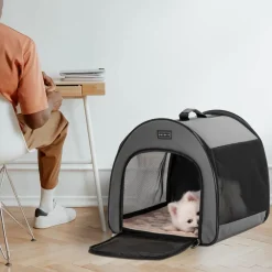 Petsfit Faltbare Hundebox M Grau - Tragbar, Atmungsaktiv & Bequem mit