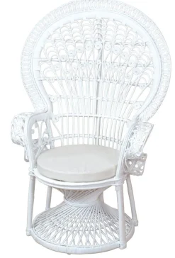 Pfauenthron aus Rattan handgeflochten, mit Kissen, in 3 Farben