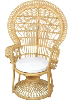 Pfauenthron aus Rattan handgeflochten, mit Kissen, in 3 Farben