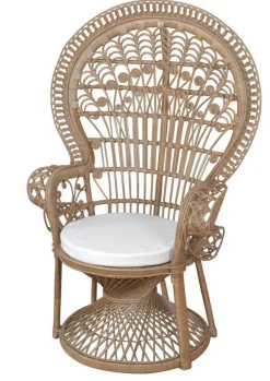 Pfauenthron aus Rattan handgeflochten, mit Kissen, in 3 Farben