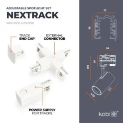 3-Phasen-Schienenset Nextrack - Schienensystem Komplett-Set mit 12x GU10 Lampe Weiß