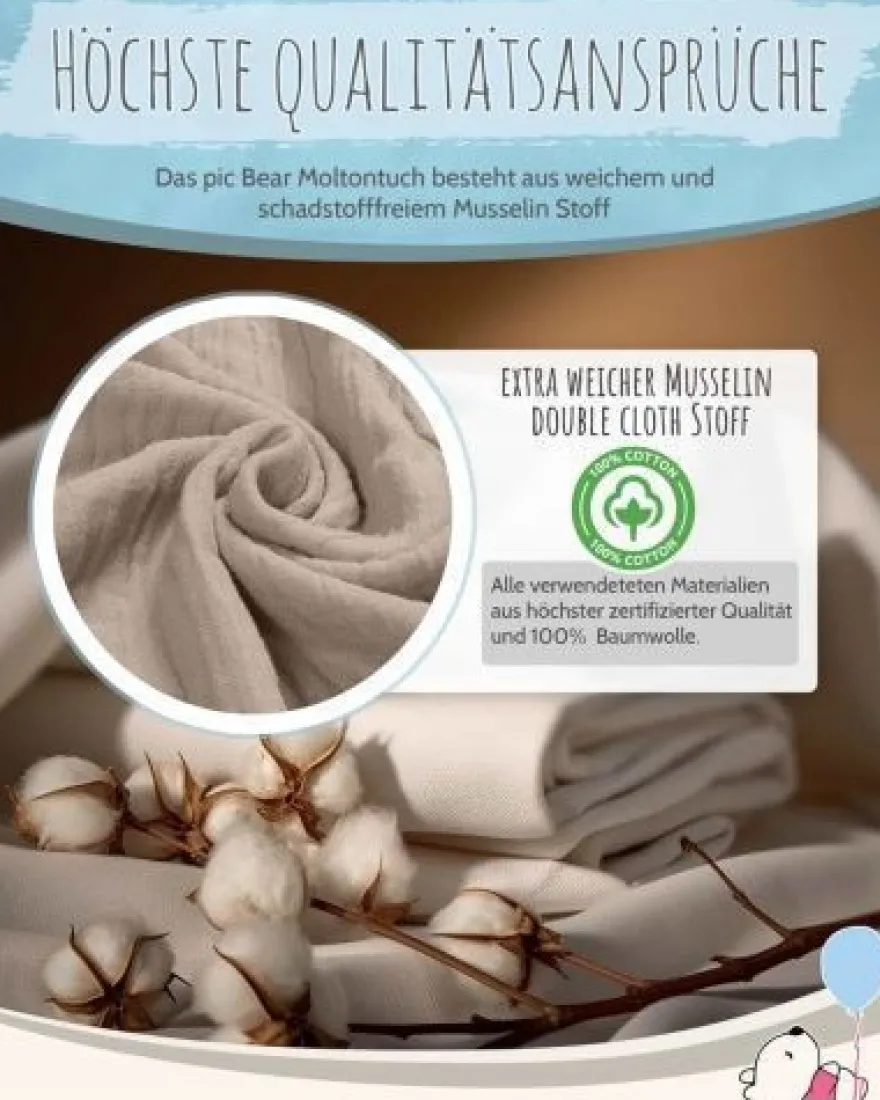 pic Bear Musselin Moltontücher 2er Pack