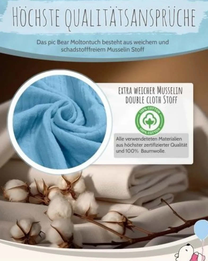 pic Bear Musselin Moltontücher 2er Pack