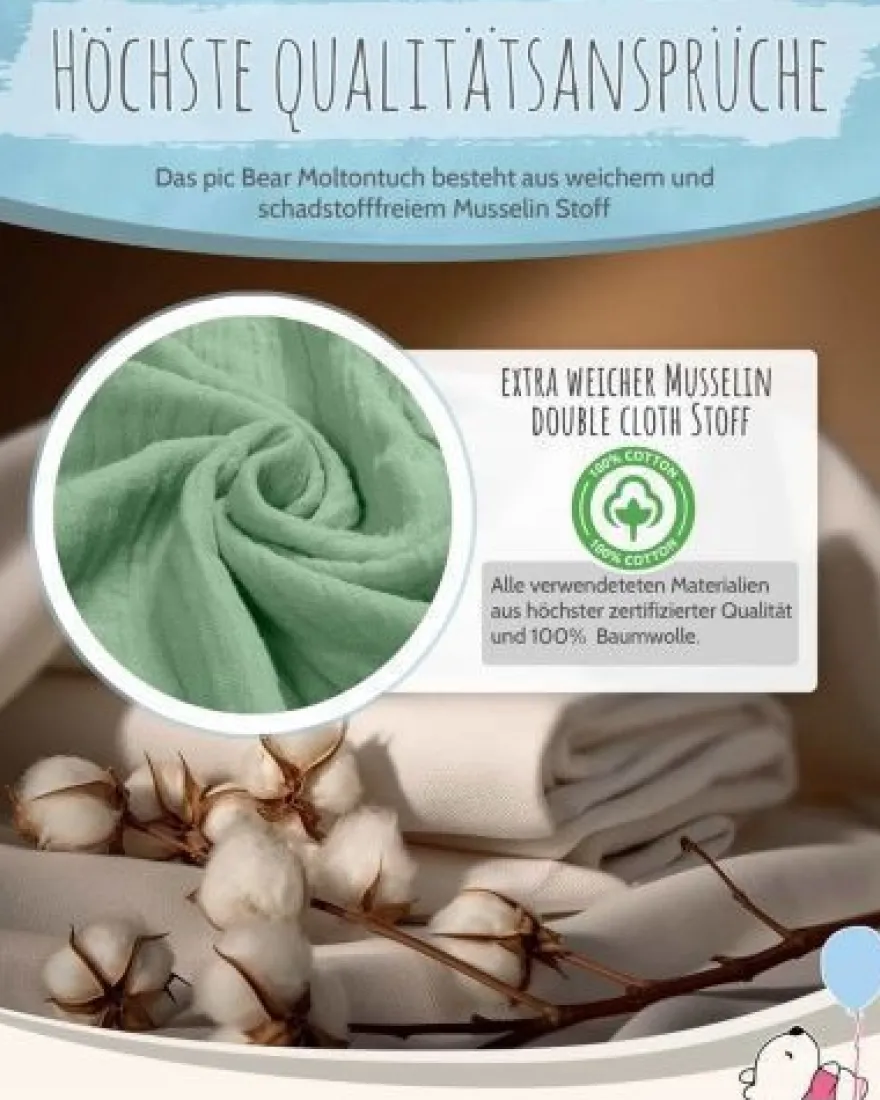 pic Bear Musselin Moltontücher 2er Pack