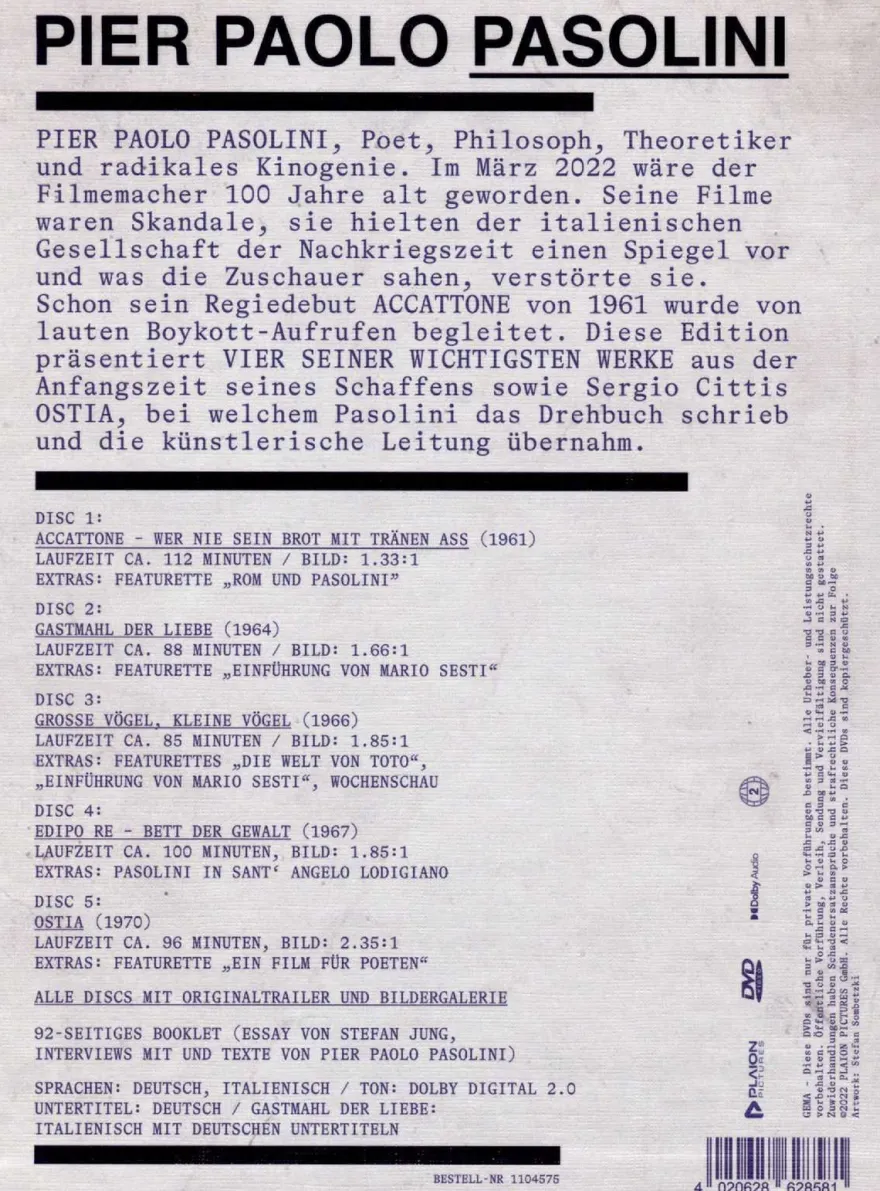 Pier Paolo Pasolini Collection - Plaion Pictures - (DVD Video