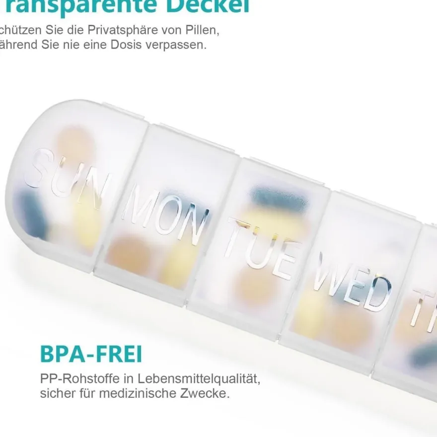 Pillenbox 7 Tage für Medikamente Vitamine BPA-frei Tablettenbox