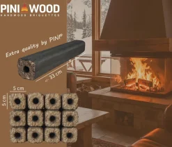PINI Kay Eichenholzbriketts 23 cm lang viereckig mit Zugloch 15 kg Hartholzbriketts