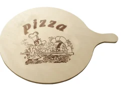 Pizza-Brett Pizzabrett mit Einbrand Motiv Pizzabäcker Holz Servierbrett Ø 40 cm