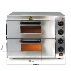 Pizzaofen 3000W Backofen 2 Etagen Edelstahl Cordierit Pizzastein Gastro Ofen