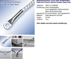 Planenseil 10 mm Seil silber Seilendverschluss mit oder ohne Simplexhaken