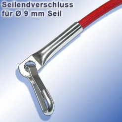 Planenseil 9 mm Seil silber Seilendverschluss mit oder ohne Simplexhaken