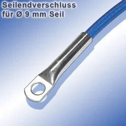 Planenseil 9 mm Seil silber Seilendverschluss mit oder ohne Simplexhaken